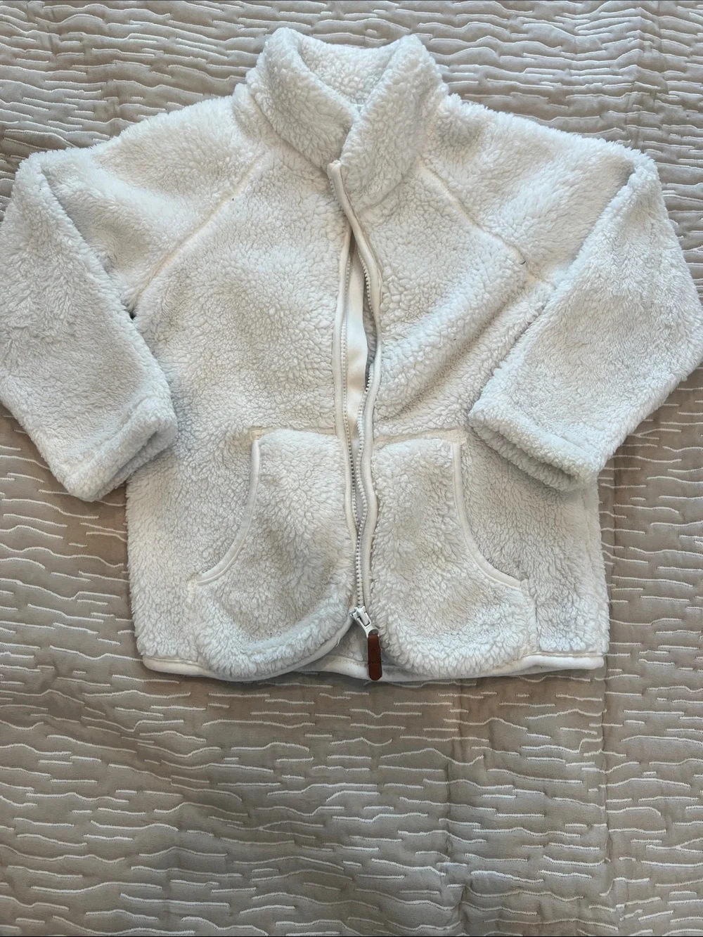 H&M Kids White Sherpa Zip-Up Jacket
